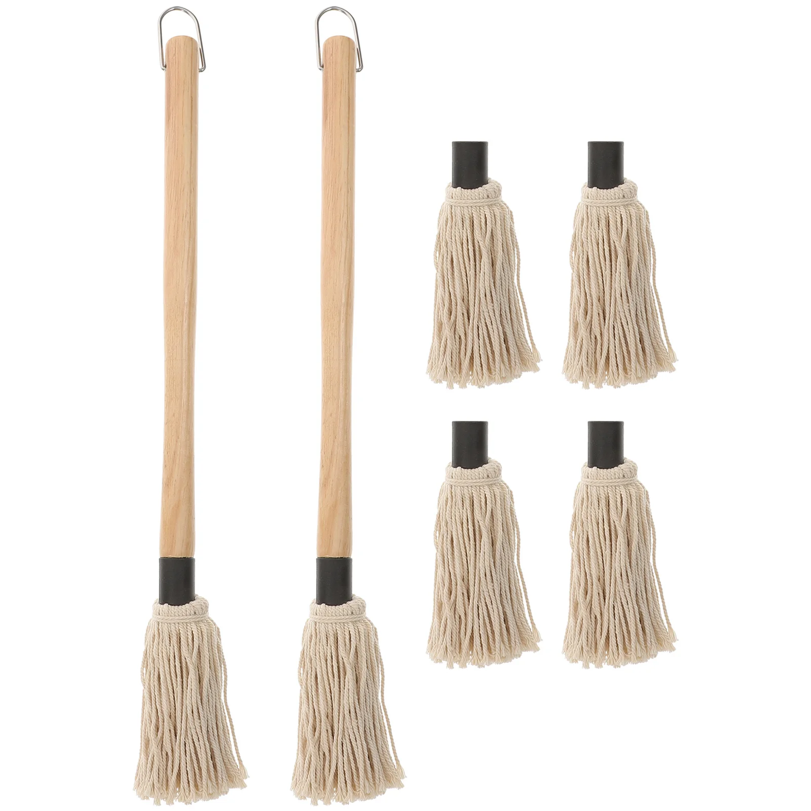 

8 Pcs Brush Kitchen Oil Cotton Yarn Wooden Handle Barbecue Accessories Baking Oil Brush Tool
