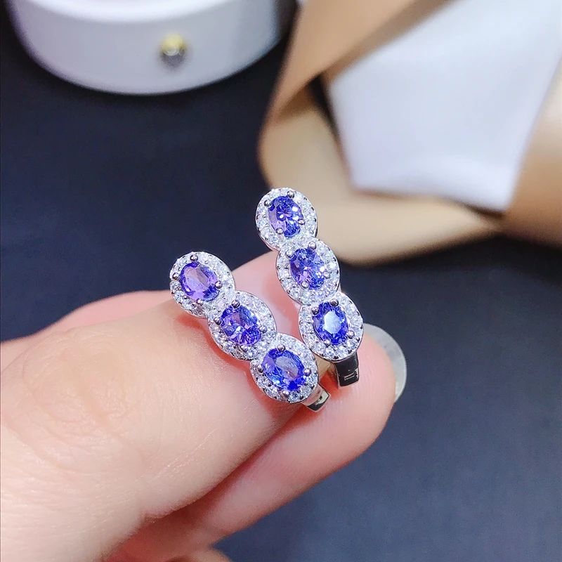 

Small and exquisite, natural tanzanite earrings, 925 silver style, cheap, natural gem store