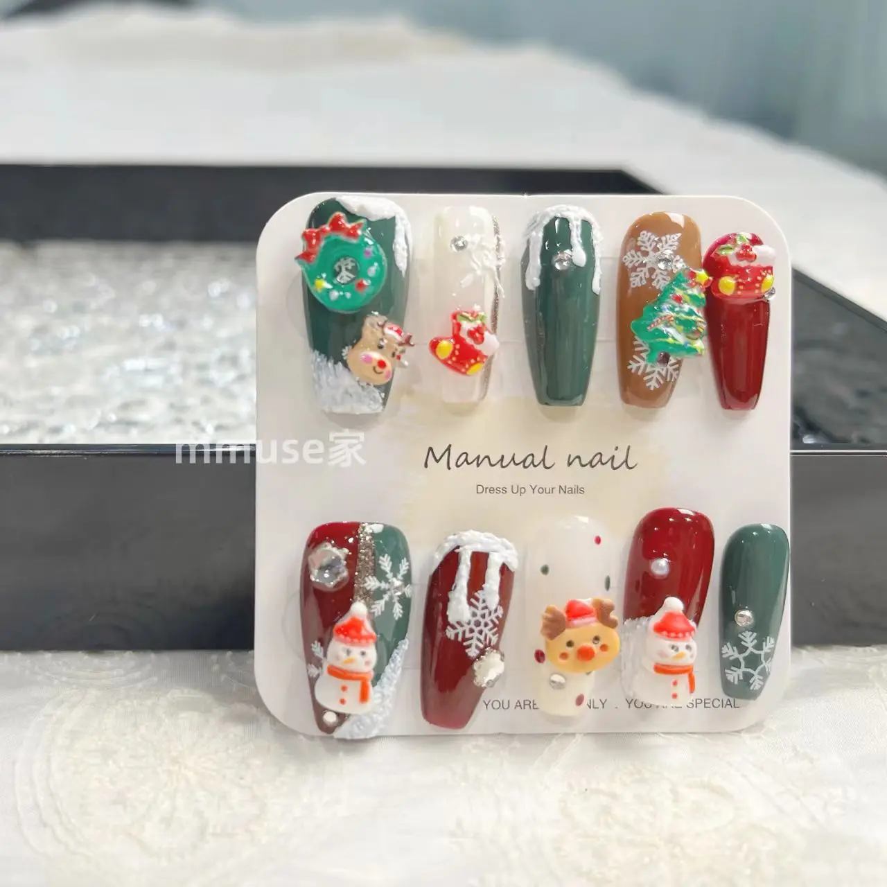 [Santa Claus] Pure Handmade Armor Hand-painted Three-dimensional Relief Christmas Eve Armor Press on Nails  Fake Nails