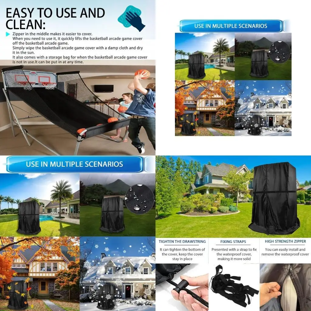 

M5TC Basketball Arcades Full Protections Cover Water Resistant Dustproof Design Breathable Base Universal Fit Elastic Fasteners