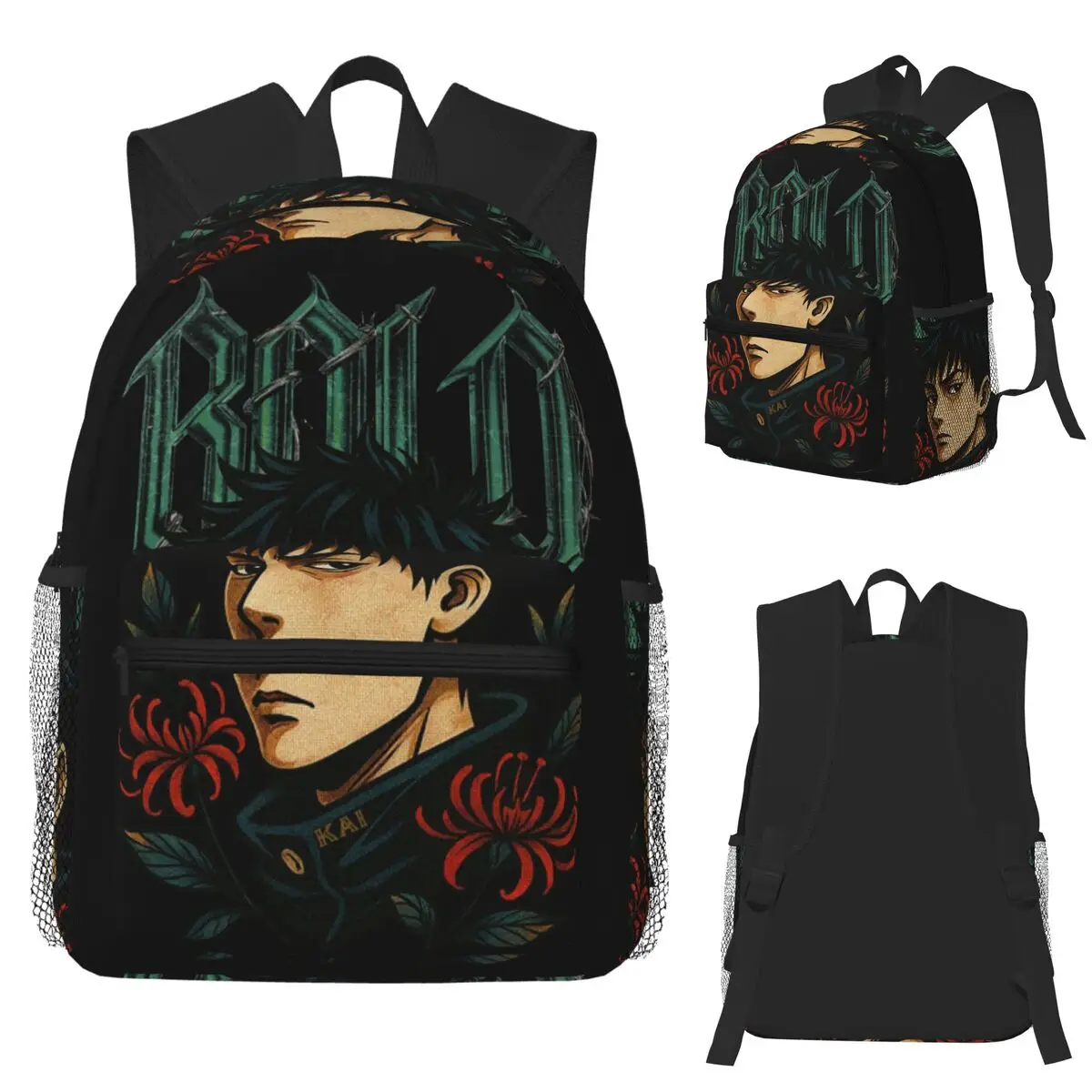 

Fushiguro Neo Traditional Anime Manga Tattoo Art KAI Student Backpack School Bag Hiking Travel Daypack Bookbag Shoulder Bags
