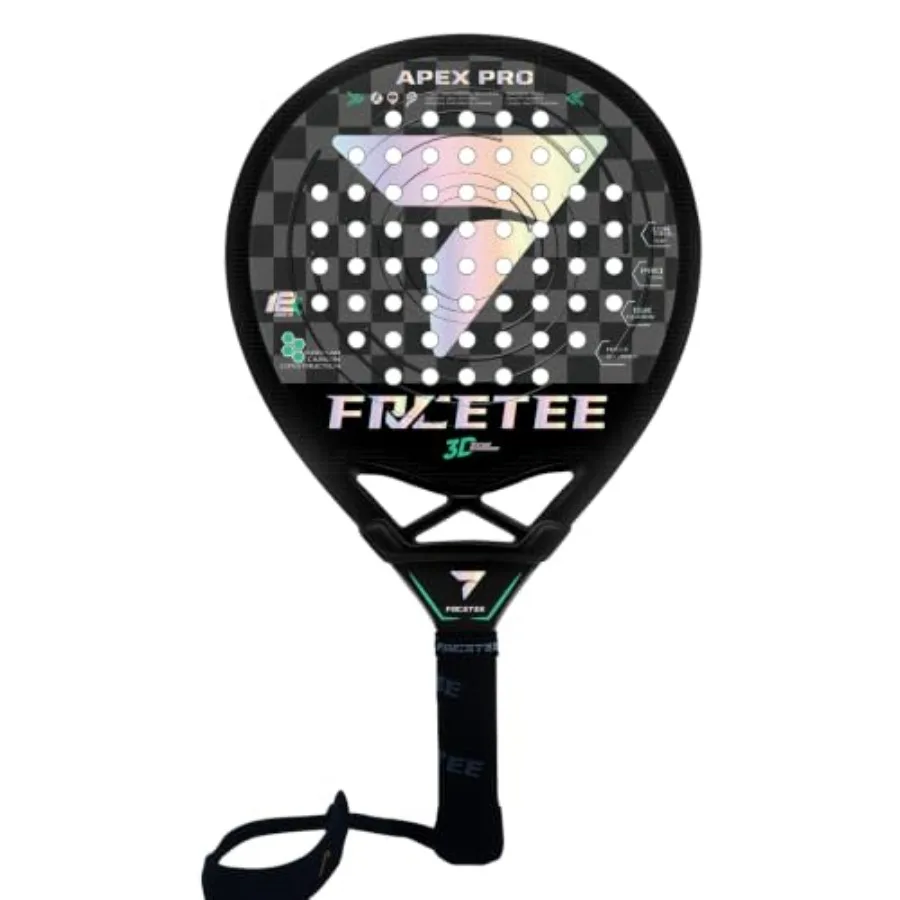 Padel racket for advanced players: 18K carbon, black/gray, high balance, 3D swirl spin texture triple-layer EVA core for pro-le