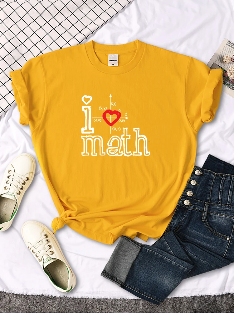 T-Shirts Women's I Love Math Letter Pattern Printed T-Shirt Women  Casual Tees Oversize Soft Female t-Shirt Japan Style Tops