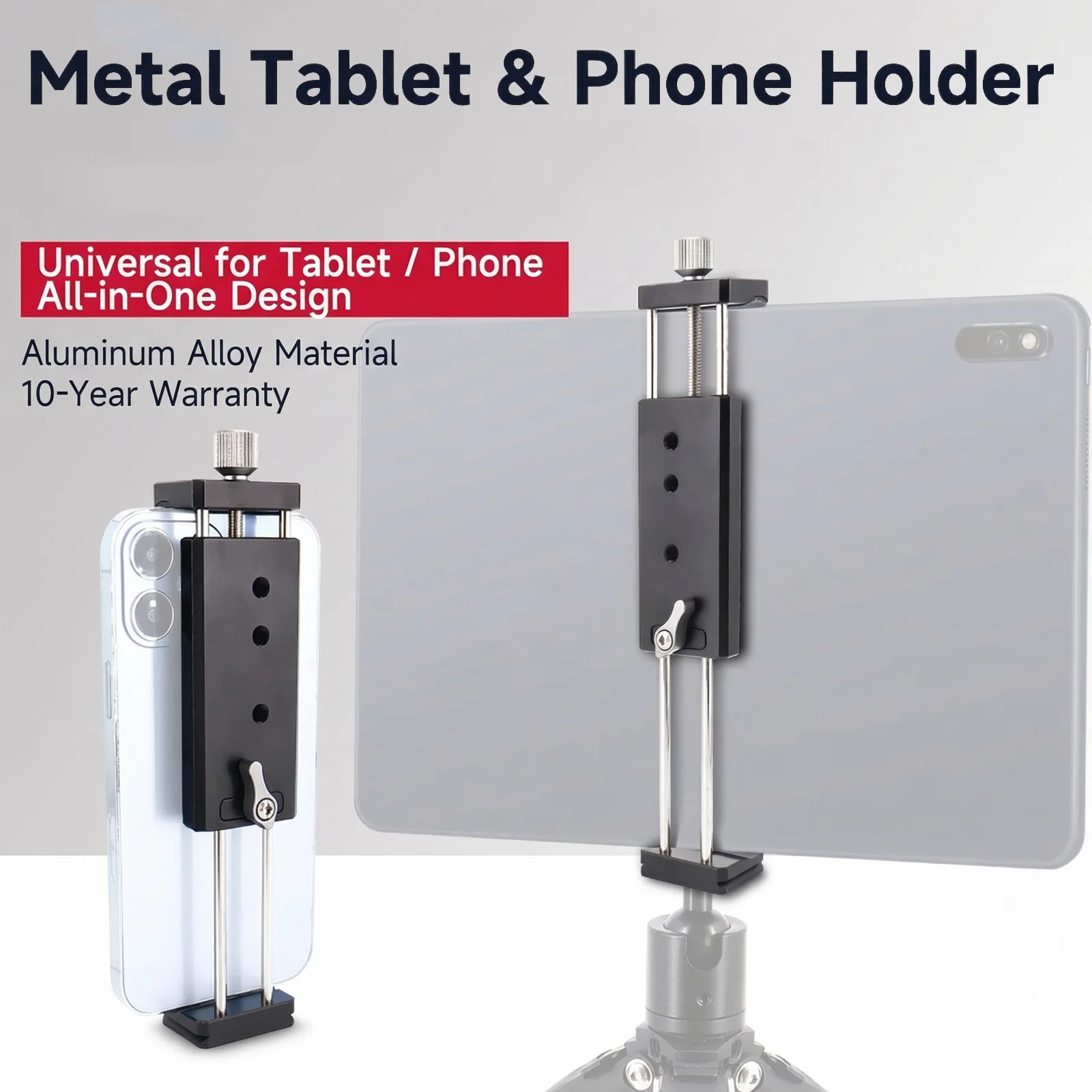 

Metal Tablet Tripod Mount Holder with Cold Shoe Universal Aluminum Clip Arca-Swiss for iPad Pro Air Mini