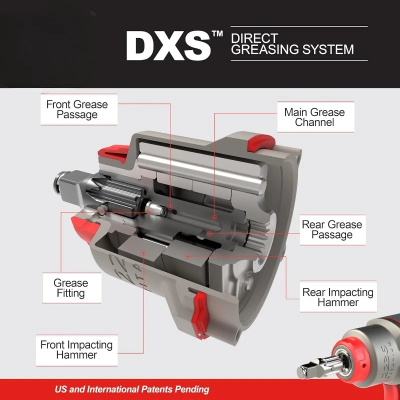 2236QTIMAX-R DXS2 Воздушный ударный гайковерт 1/2 дюйма, тихий, крутящий момент 1500 фунтов, титановый молоток, фиксатор фрикционного кольца, красный