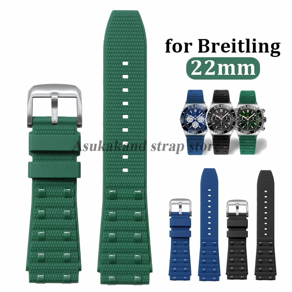 Correa de goma para reloj Breitling Avenger Superocean, pulsera de silicona suave de 22mm, pulsera de repuesto para buceo para hombres y mujeres