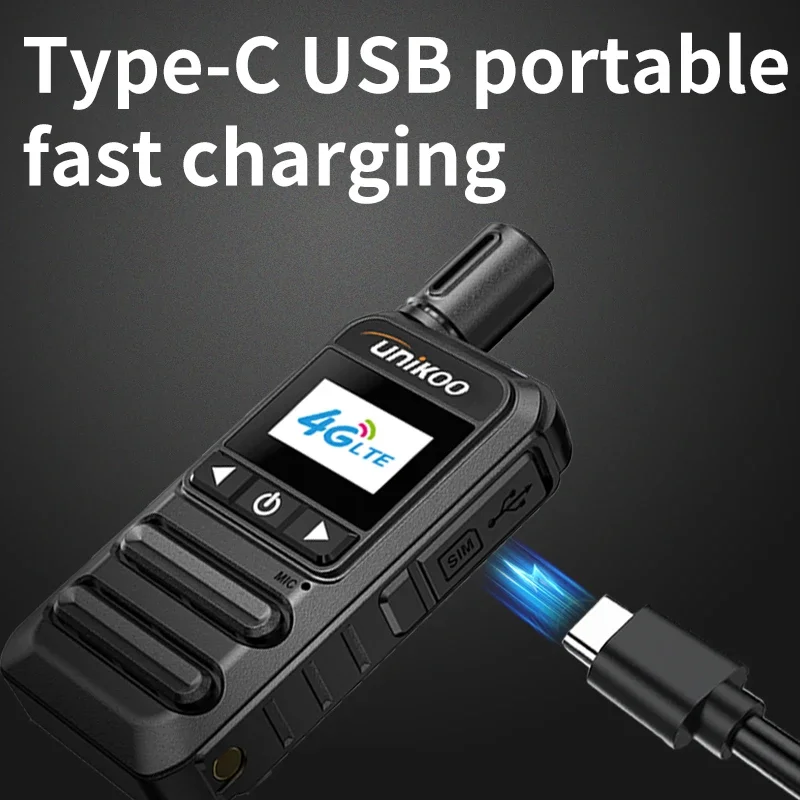 2PCS Unikoo PE188 POC Mini Portable Walkie Talkie Global 4G Type-C Long Range 5000 Kilometers Remote PPT Network Radio