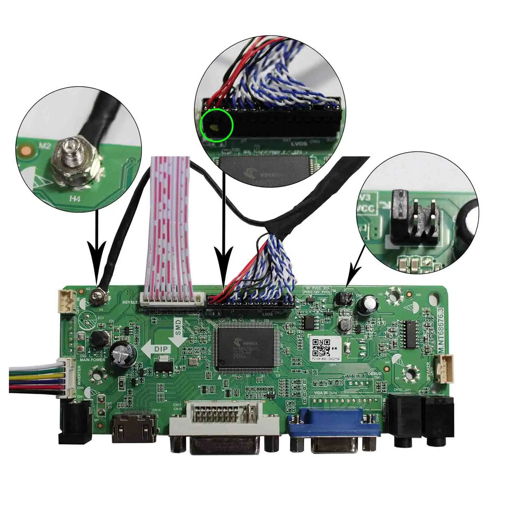 H-D DVI VGA LCD Controller Board For 16.7inch M167XGBN30-01A LCD Screen