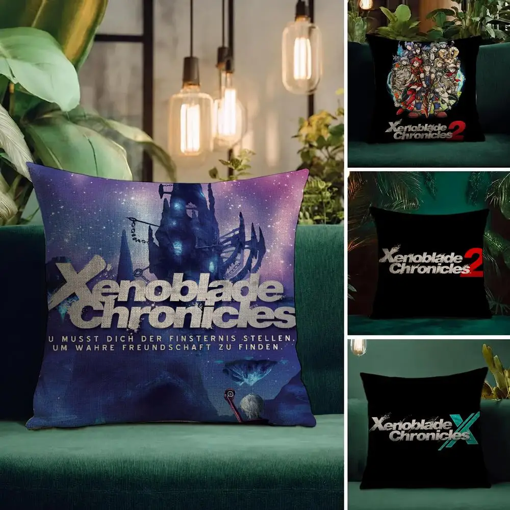 Game Xenoblade Chronicles Cushion Cover Natural Linen Pillowcase Set Cushion Cover for Sofa Bedroom Chair