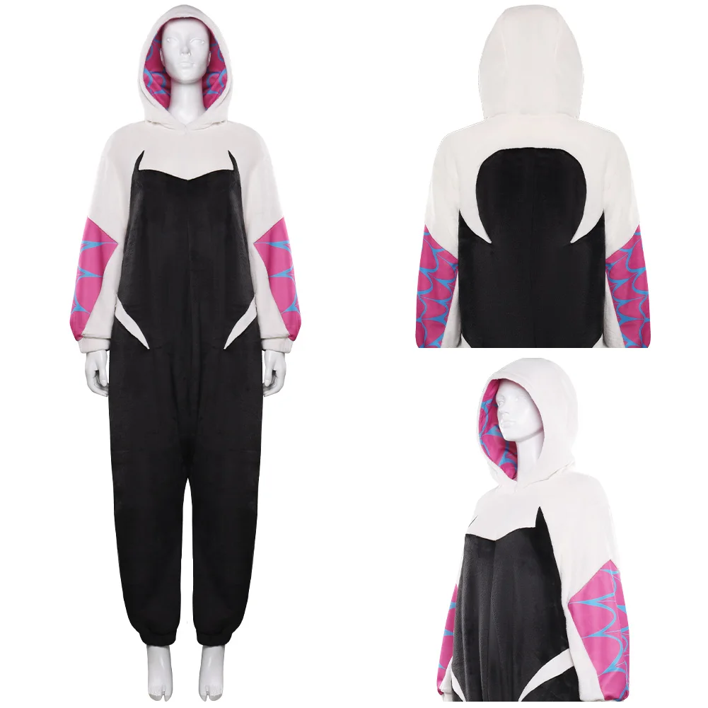 Gwen stacy cosplay pijamas adulto camisa calça roupa de dormir roupas de halloween carnaval terno para meninas