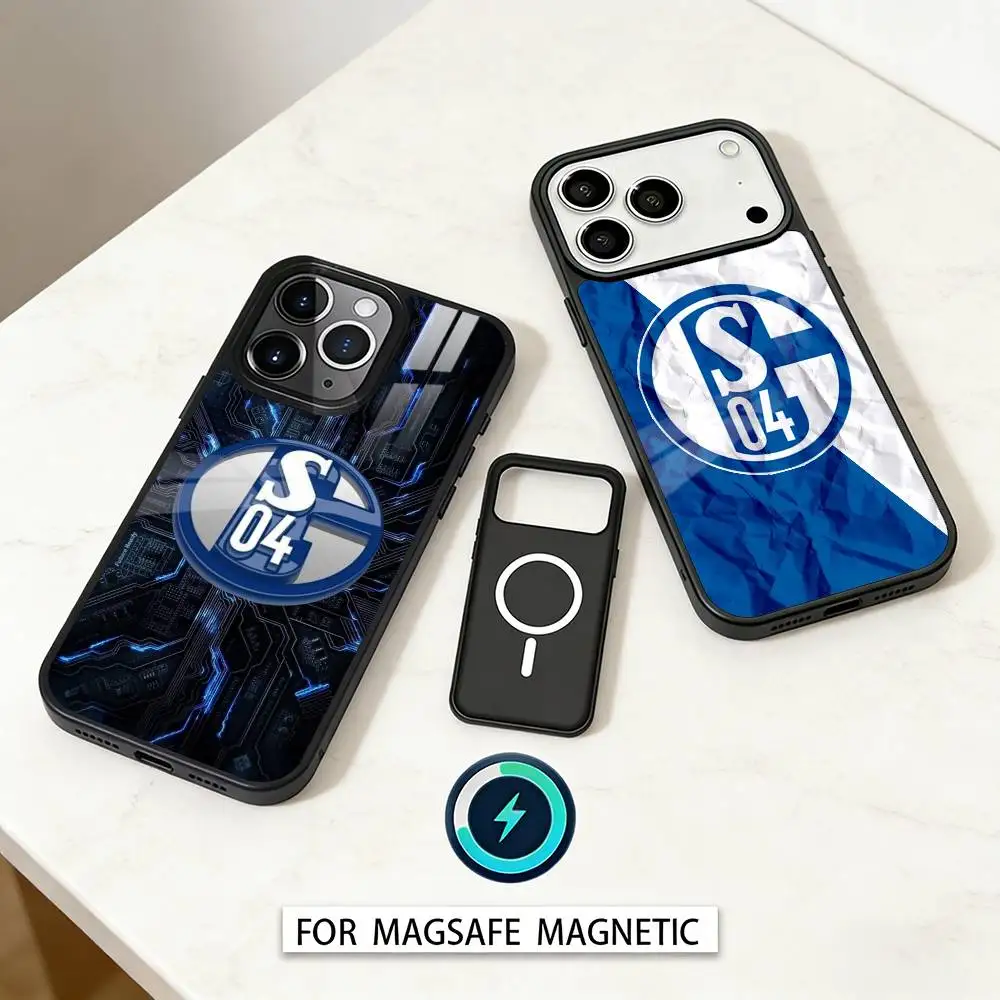 S-Schalke 04 T-Team Colors Sleek Phone Case For iPhone 17,16,15,14,13,12,Pro,Max For Magsafe Magnetic Wireless Charging