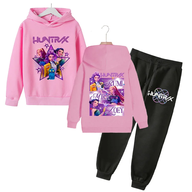 

Kpop Demon Hunters Kids Clothes New Girls Boys Hoodies+Pants Suit Cartoon Pullover Girl Outfits Gift Anime Hooded Sweatshirt Set