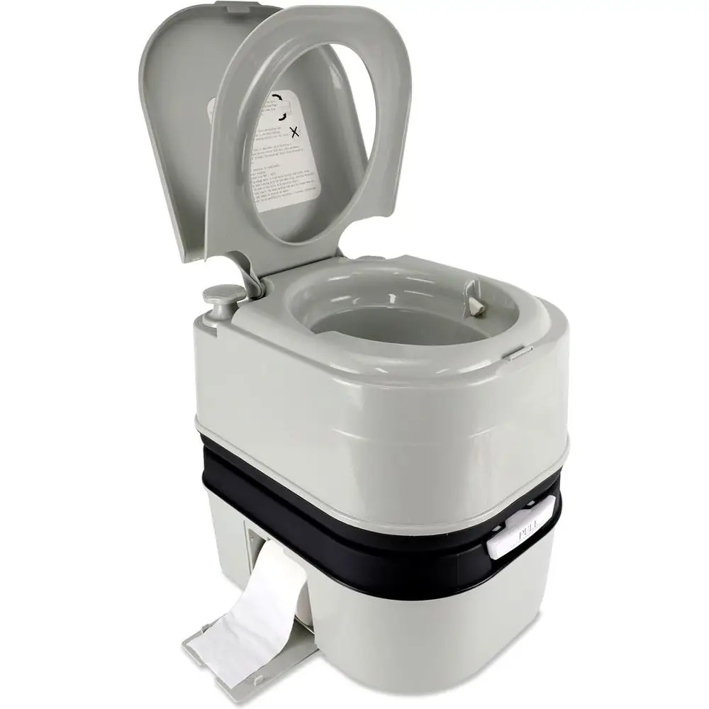 Portable Toilet, 6.4 Gallon 24L Piston Pump Flush with Level indicator Detachable Anti-Leak Handle Water Pump,Rotating Spout Ind