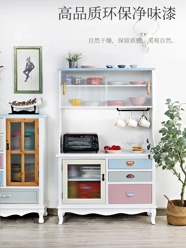Multi-functional kitchen storage cabinets, solid wood integrated wall-high cabinets