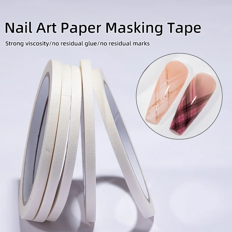 RS 6mm Professional White Masking Nail Art Tape Rolls French Stripe Style Nail Polish Glue Sticker Isolation Tape Manicure Tools