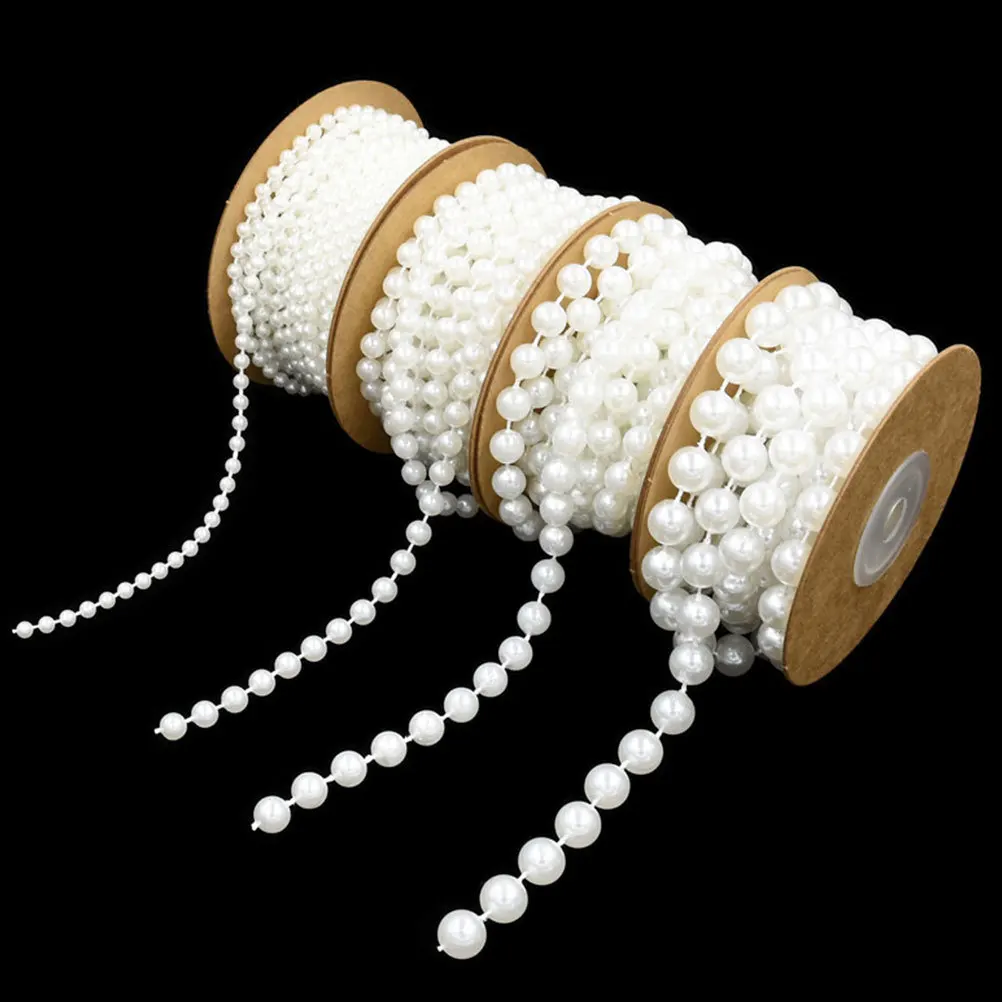 

5m Round Simulation Pearls Beads Chain String Fixed Glossy Surface for Wedding Stage Jewelry Bracelet Decoration