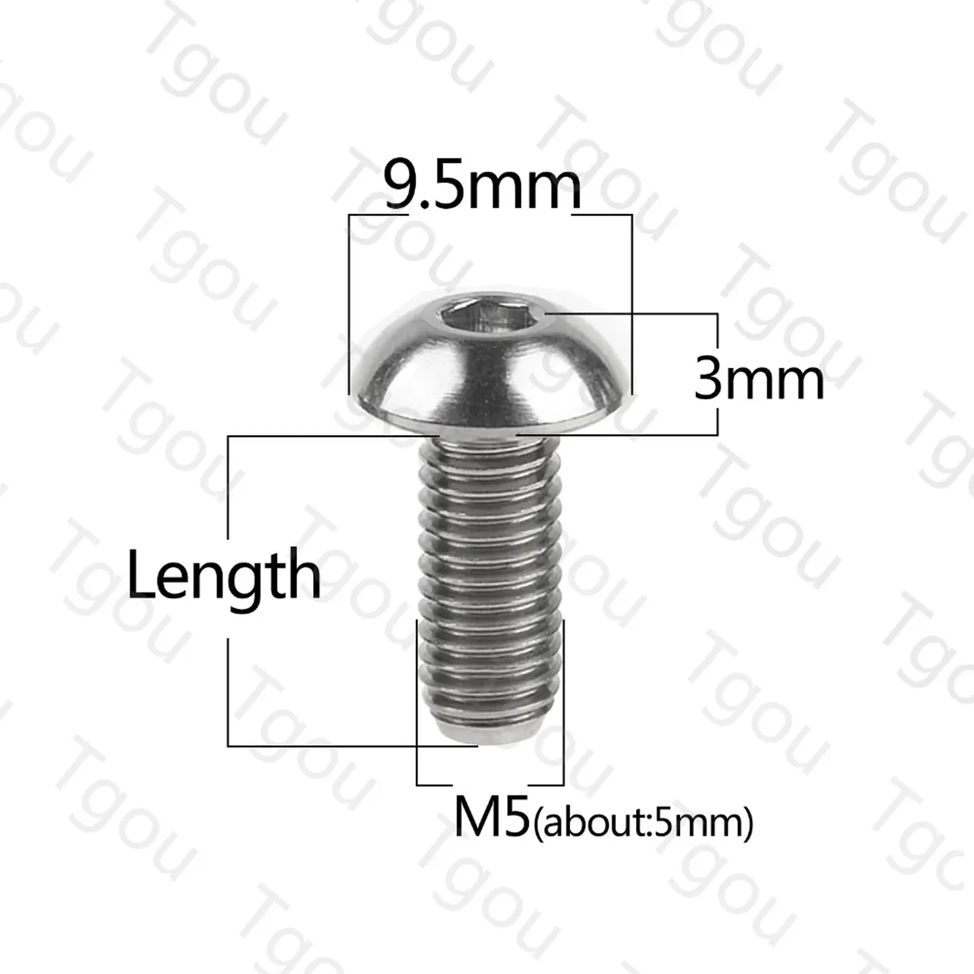 Tgou-티타늄 볼트, m5 x 8, 10, 12, 15, 18, 20, 25, 30mm 알렌 키 헤드 나사, 물병 케이지 고정 볼트, 자전거 4 개