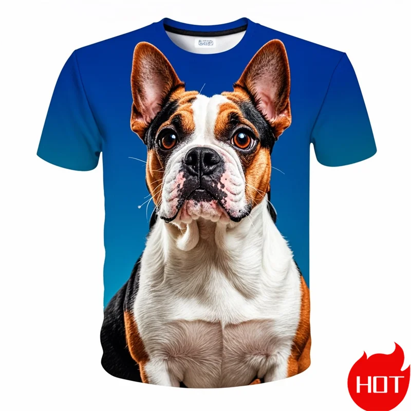 Fashion 3D Cute Doge Boston Terrier Printing T Shirt Kid Funny Streetwear Short Sleeves Unisex Harajuku Tee Shirts Mens Clothing