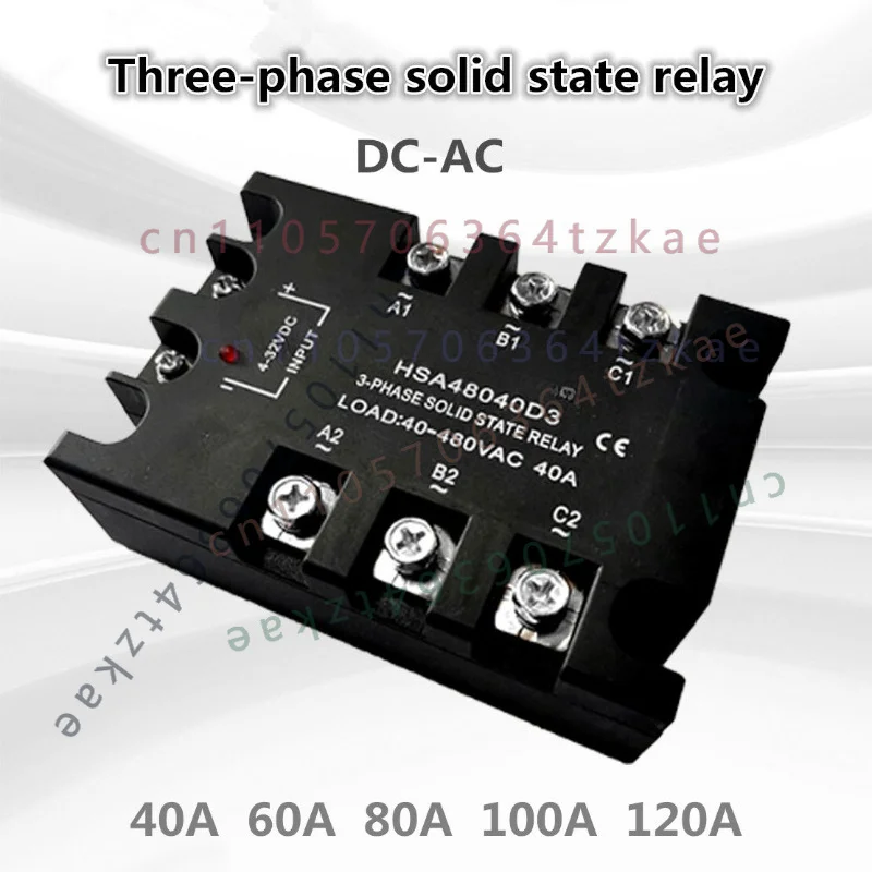 1PCS Three-phase Solid State Relay 40A~120A DC Control AC 4-32VDC Input 40-480VAC SSR