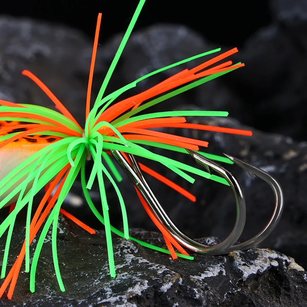 Colorful Frog Wobbler Lure Bass Fishing Lure 360 Degree Rotating Sequins Built-in Counterweight Sound Wave Emitter