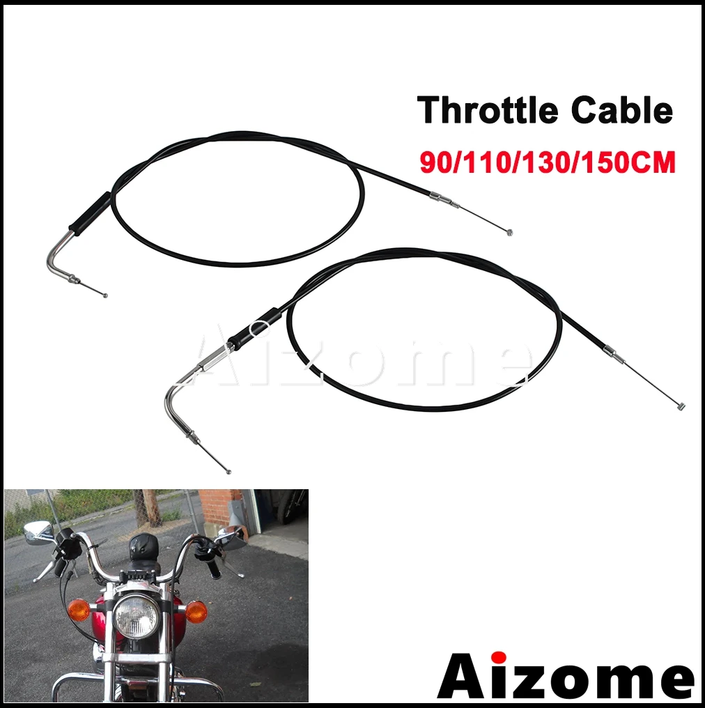0.9m 1.1m 1.3m 1.5m Motorcycle Dual Throttle Cable Lengthened Speed Control Wires For Harley Sportster XL883 XL1200 1996-2015