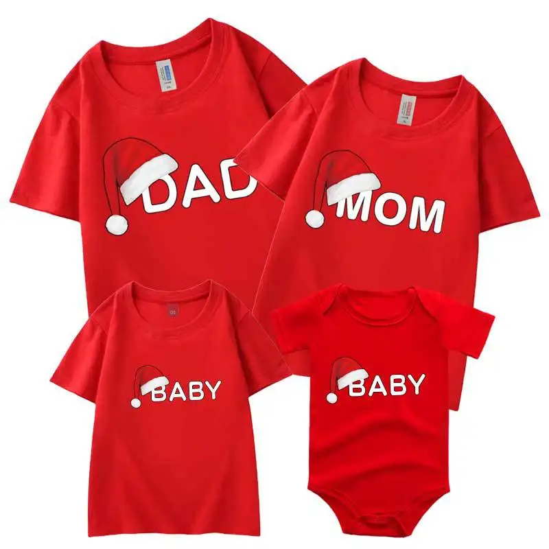 

2025 Family Christmas Matching T Shirts Women Men Father Mother Daughter Son Short Sleeve Tees Clothing