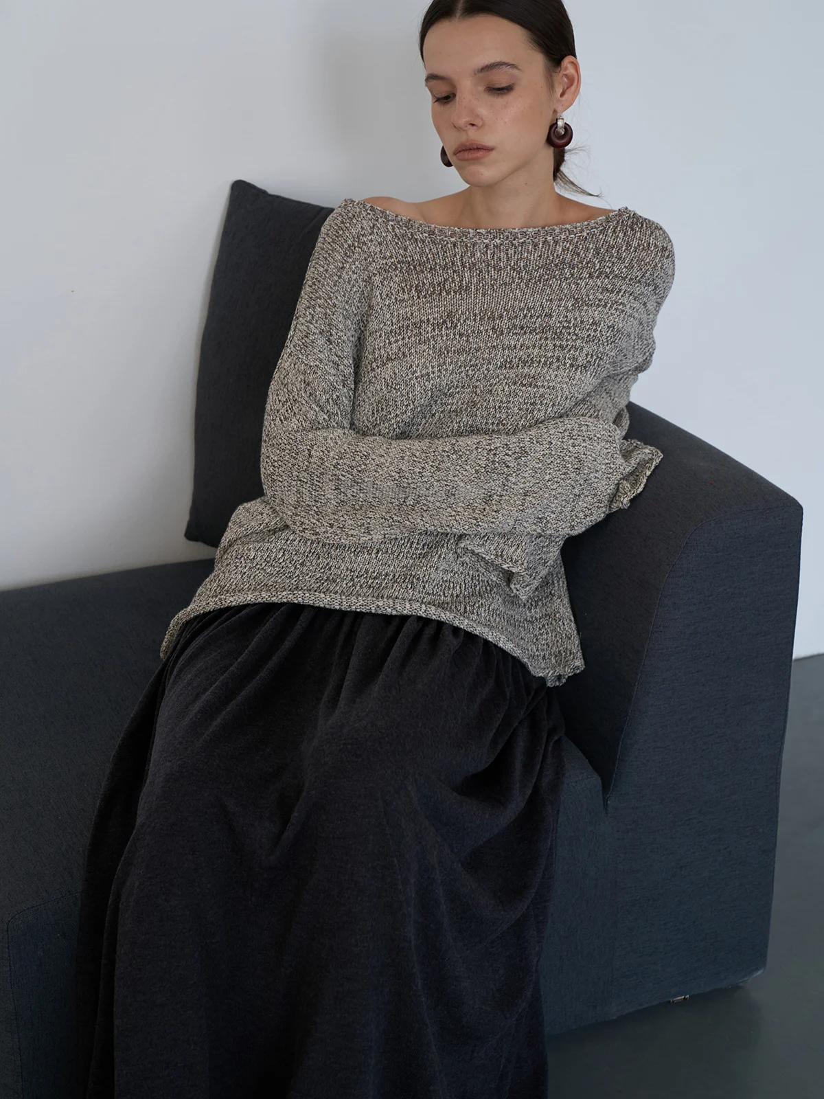 

Свитер Soofon Odor свободного кроя с одним открытым плечом, из смесового хлопка, удобный, женский, зимний, модный, повседневный топ