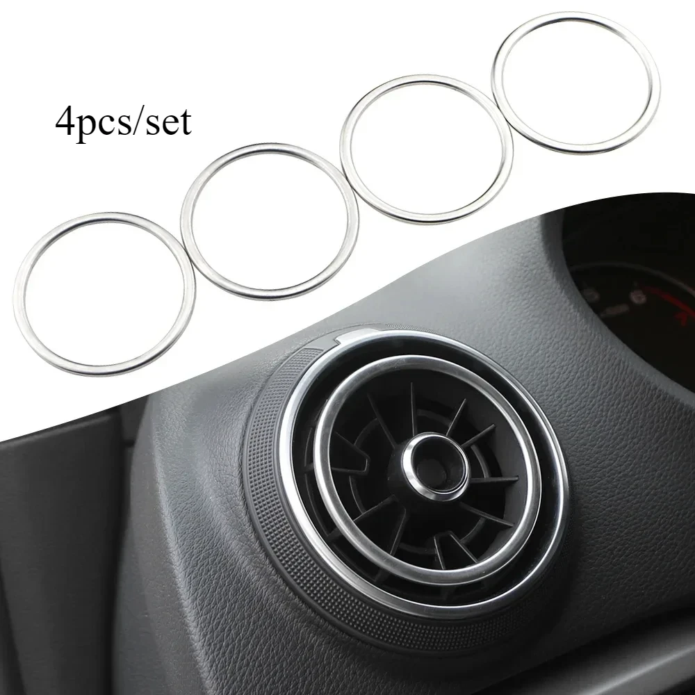 Stainless Steel Car Air Center Console Outlet Trim Inner Ring Cover for Audi A3 8V S3 2014-2019 Q2 2017 Sportback Sedan Acc.