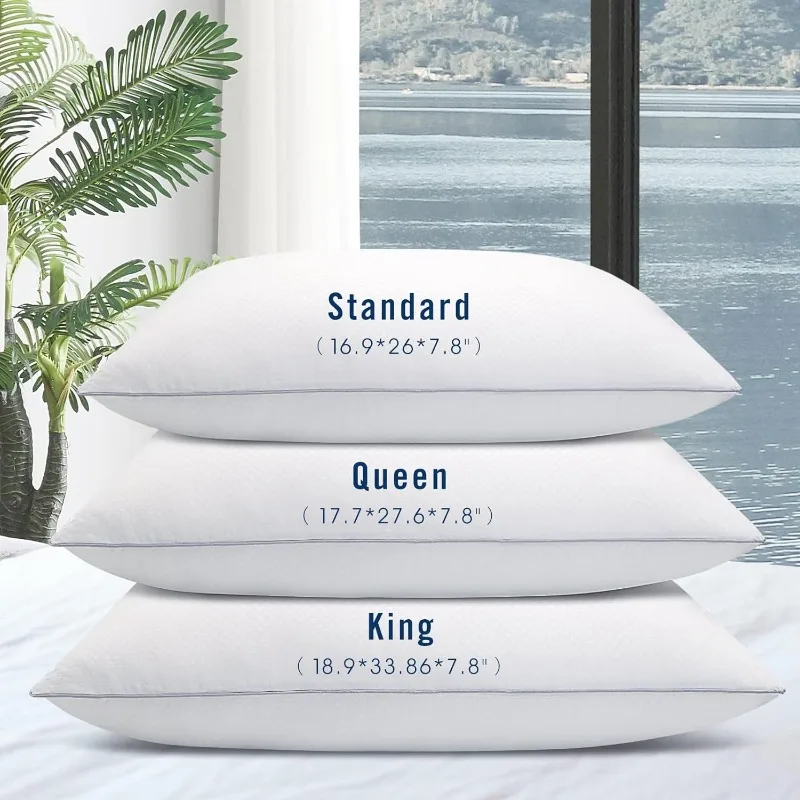 ,Standard Size Pillows Set of 2,Down Alternative Filling, Pillow for Back, Stomach or Side Sleepers Grey