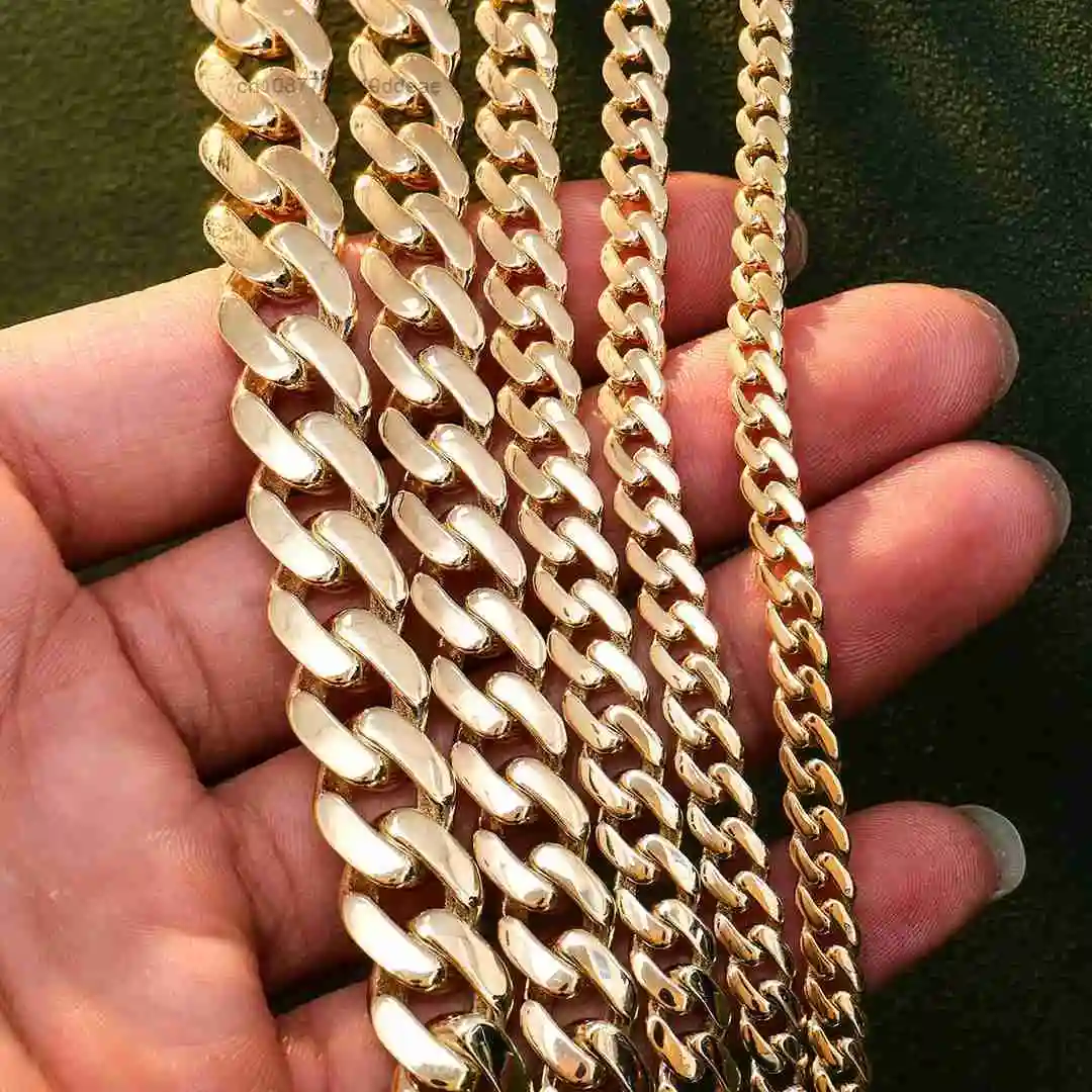 Silver Sterling 925/ 14k Solid Gold Cuban Link Chain Cuban Link Chain Hip Hop Jewelry Cuban Chain Necklace Moissanite Gold Li