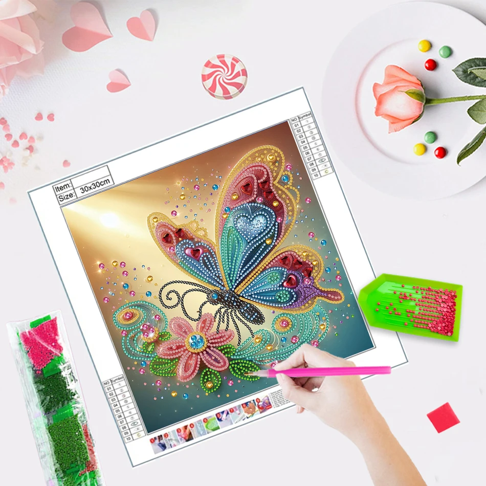 RUOPOTY 5D Diamant Malerei Spezielle Form Schmetterling Blumen Diamant Kunst Gemälde 5D Diamant Bilder Diy Kit Stich Home Decor