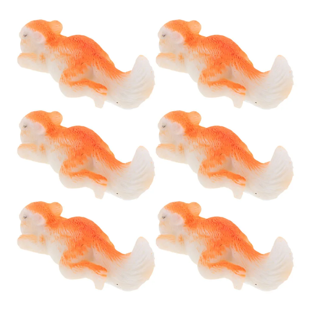 

6pcs Miniature Squirrel Figurines Realistic Resin Animal Statues For Fish Tank Decor Home Office Fairy Garden Accessories Bonsai