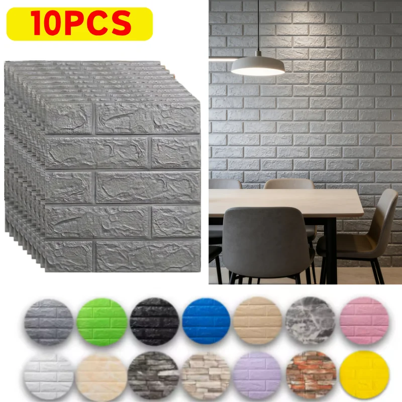 Stain Resistant Waterproof Grey Brick 3D Wallpaper 38.5cmx35cm Wall Sticker Simple Home Indoor Room Wall Decoration
