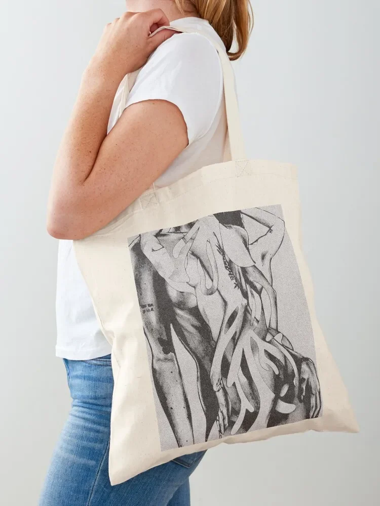 Black and White/Grey Gradient Paper Cut Out Nude Woman Drawing Artwork Tote Bag shopping bag logo Customizable tote bag