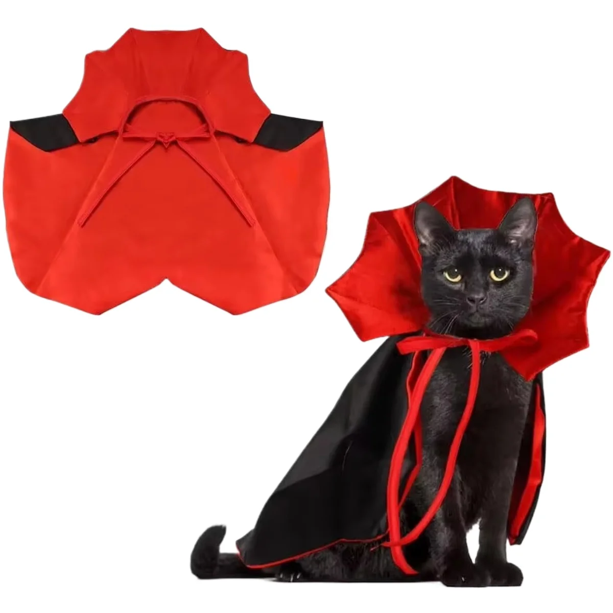 Disfraz de capa de vampiro y gato de Halloween, disfraz de capa ajustable para mascotas, accesorios para mascotas, disfraz, decoración, capucha