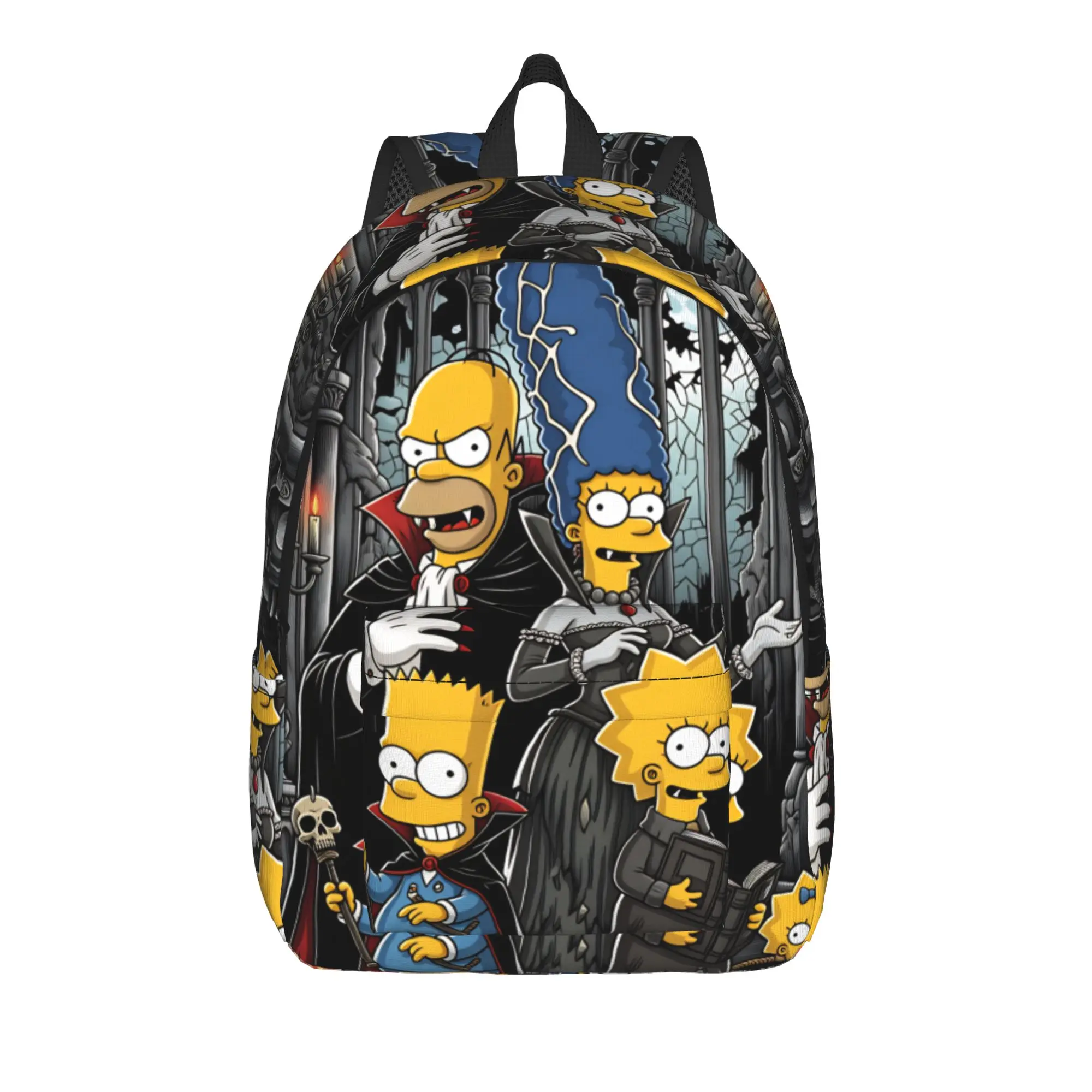 S-Simpsons Vampire Family Gothic Halloween Backpack  Male Polyester Camping Backpacks Durable Casual School Bags Rucksack
