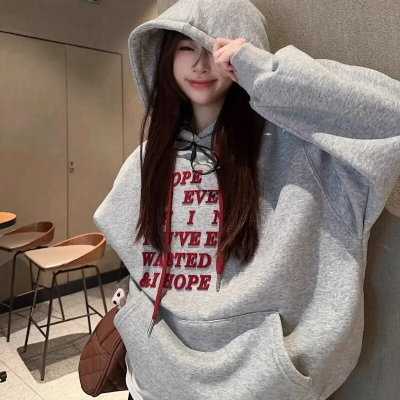 

Fashion Casual Women's Round Neck Hoodie Anti Pilling Fleece Lined Early Spring Trendy Casual Lightweight Graphic Hoodie