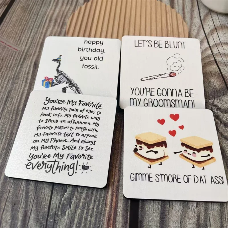 

Деревянные подставки с гравировкой, подарок на годовщину, квадратные подставки для мужчин и женщин, персонализированные подарки для пары, подарок на день Святого Валентина