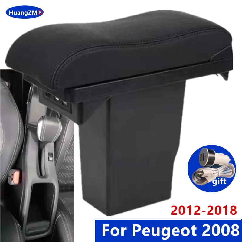 Voor Peugeot 2008 Armsteun doos 2012-2018 Auto Opbergdoos Met USB Opladen Auto Retrofit Onderdelen Interieur Details Auto accessoires