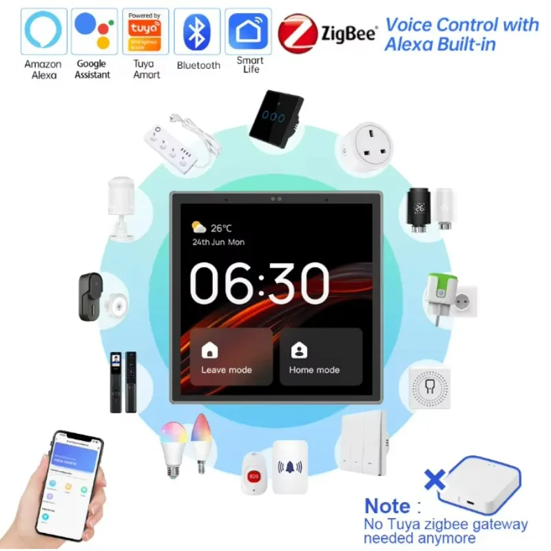 Bt multi-mode network intelligent central control screen, European standard 4-inch touch screen, Zigbee