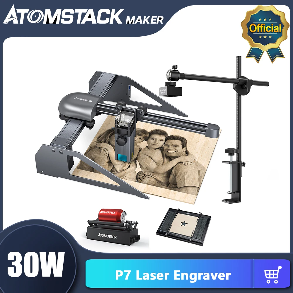 ATOMSTACK  P7 30W Laser Engraver Desktop DIY Engraving Cutting Machine with 200*200 Engraving Area Fixed-focus Laser