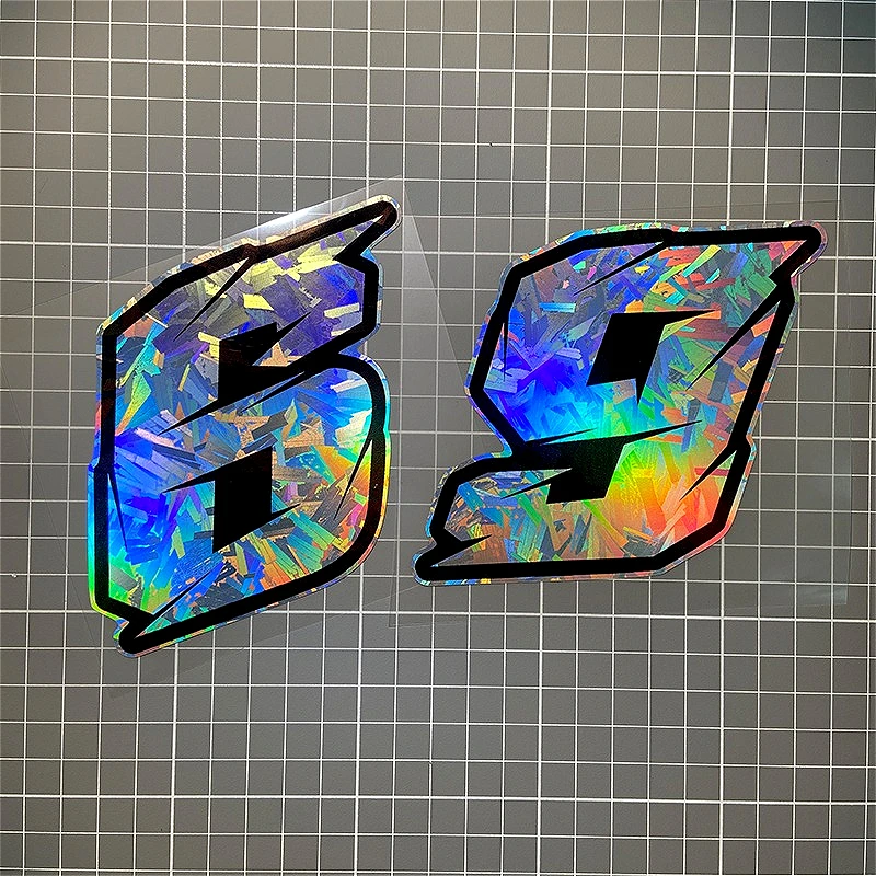 1PC Holographic Carbon Effect Number Motorcycle Sticker Waterproof DlY Motorbike Fuel Tank Fender Side Panel Scooter Vinyl Decal