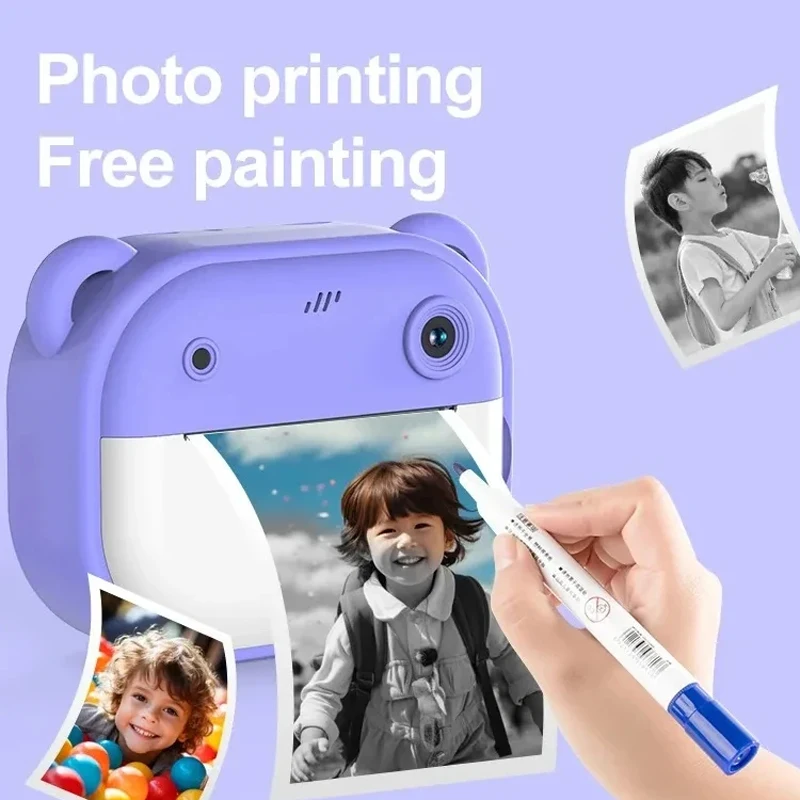 Appareil photo numérique à impression instantanée pour enfants, impression thermique pour enfants, jouet cadeau avec mémoire 32 Go et lecteur de carte, nouveau