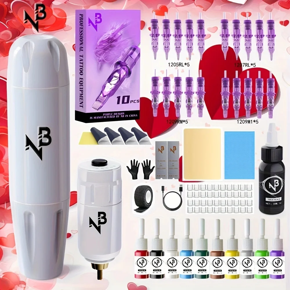 

Goldplume Tattoo Machine Kit, Wireless Tattoo Machine Kit, Built-In 1500Mah Tattoo Power Supply, Comes with 20Pcs Tattoo Needles, 7 Bottles of Color Materials and Other Accessories, Complete Tattoo Kit, Tattoo Supplies for Tattoo Beginners and Tattoo Mast