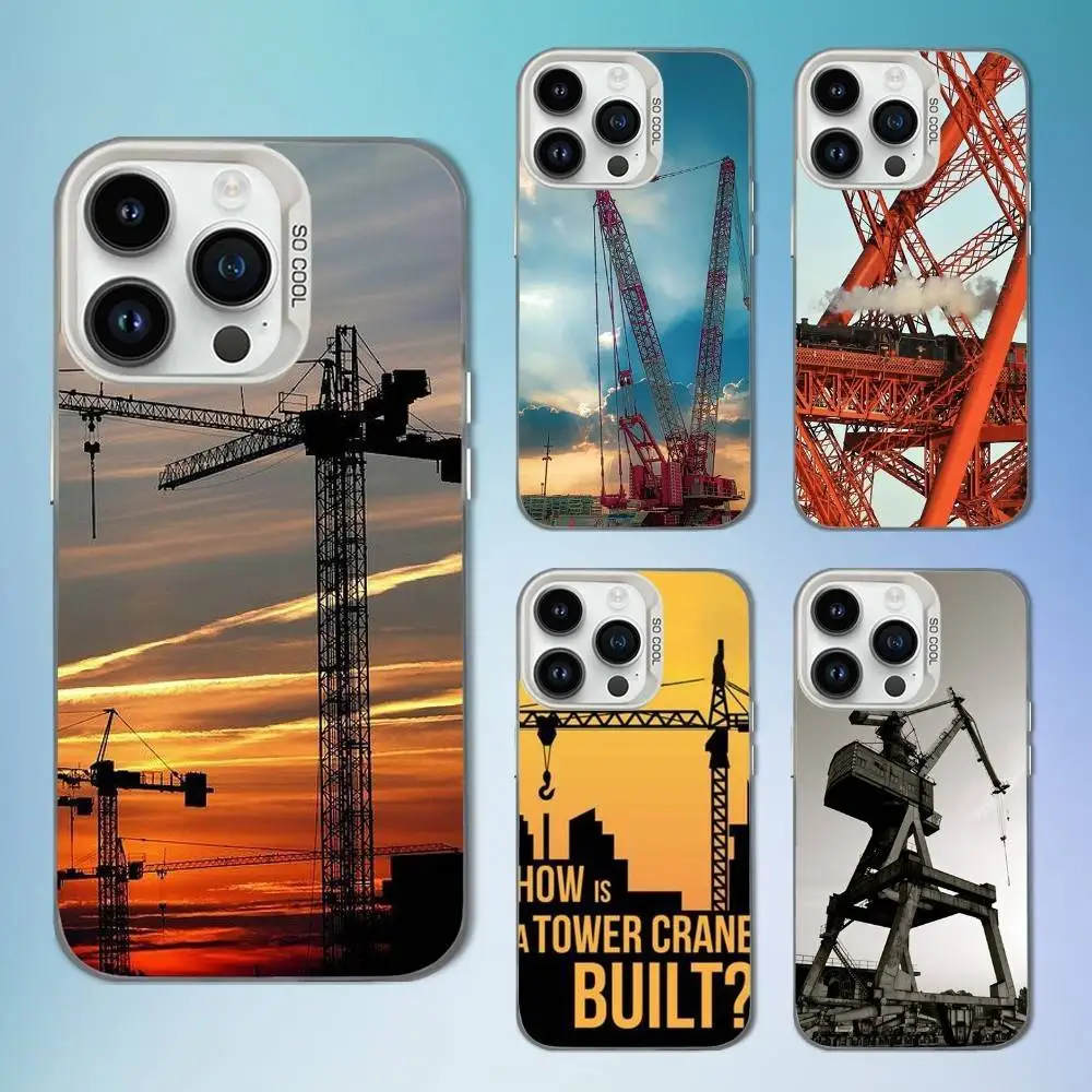 

D-Derrick Tower Crane Phone Case For iPhone 16,15,14,13,12,11,Mini,XS,Pro,SE,MAX White Matte Shockproof Cover