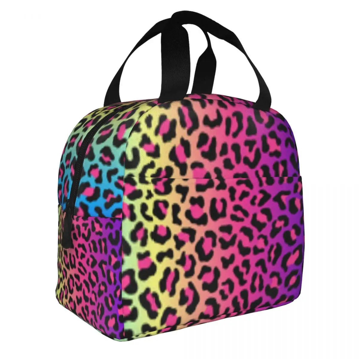 Rainbow Leopard Tiger Cheetah Print Pattern Insulated Lunch Bag Women Portable Cooler Thermal Lunch Tote Office Picnic Travel