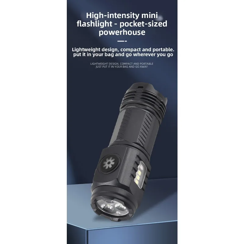 Mini 3-Eye LED Flashlight, Super Bright Laser Cannon, Portable Camping Light with Strong Magnet & Pen Clip, Small Torch