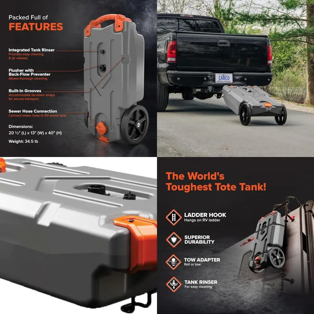 

Портативный мусорный бак Rhino на 21 галлон для автофургонов — вмещает большие сверхмощные колеса без плоских колес и низкое сливное отверстие — включает съемную сталь