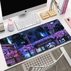 Cherry Blossoms Mouse Pad Large Computer Office Game Table Mats XXL High-rise Building Mechanical Keyboard Long Desk Carpet Pads
