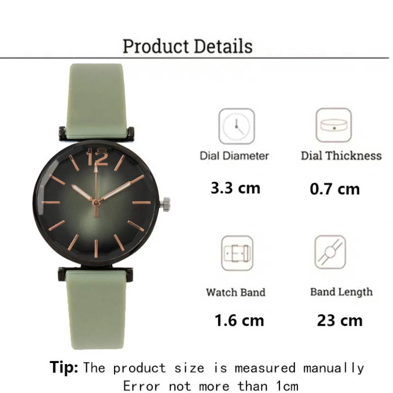 Watches for Women Ladies Sports Simple Dial Quartz Watch Casual Hot Sale Green Silicone Strap Women Clock Dress Wristwatches